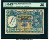 Burma Reserve Bank of India 100 Rupees ND (1939) Pick 6 Jhunjhunwalla-Razack 5.6.1 PMG Choice Very Fine 35 Net. A charming large format note issue tha...