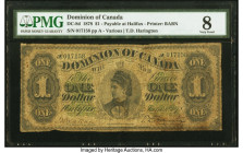 Canada Dominion of Canada, Halifax $1 1.6.1878 DC-8d PMG Very Good 8. An evenly circulated, "Payable at Halifax" variety that is rare in any grade and...