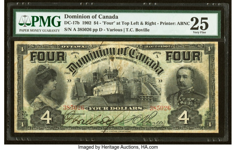 Canada Dominion of Canada $4 2.1.1902 DC-17b PMG Very Fine 25. The $4 denominati...