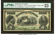 Canada Dominion of Canada $4 2.1.1902 DC-17b PMG Very Fine 25. The $4 denomination is a curious and popular note among collectors. Most extant notes b...