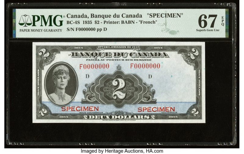 Canada Bank of Canada $2 1935 BC-4S French Variety Specimen PMG Superb Gem Unc 6...