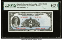 Canada Bank of Canada $2 1935 BC-4S French Variety Specimen PMG Superb Gem Unc 67 EPQ. An extremely popular Specimen, features the portrait of Queen M...