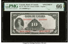 Canada Bank of Canada $10 1935 BC-7S English Variety Specimen PMG Gem Uncirculated 66 EPQ. A stunning portrait of Princess Mary is depicted on the fro...
