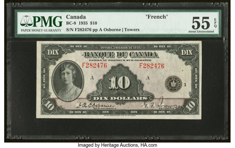 Canada Bank of Canada $10 1935 BC-8 French Text PMG About Uncirculated 55 EPQ. F...
