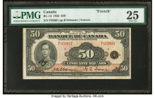 Canada Bank of Canada $50 1935 BC-14 French Text PMG Very Fine 25. A popular portrait of future King George VI is portrayed on this note, as he was Pr...