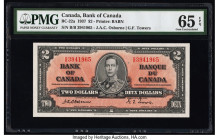 Canada Bank of Canada $2 2.1.1937 BC-22a PMG Gem Uncirculated 65 EPQ. An enticing example bearing the first signature variety for this type is that of...