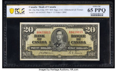 Canada Bank of Canada $20 2.1.1937 BC-25a PCGS Banknote Gem UNC 65 PPQ. An alluring note featuring the first prefix A/E and the Osborne-Towers signatu...