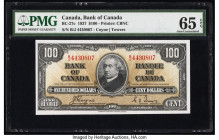 Canada Bank of Canada $100 2.1.1937 BC-27c PMG Gem Uncirculated 65 EPQ. A highly desirable Gem graded $100 from the 1937 series is offered here. A por...