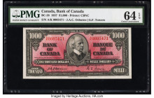 Canada Bank of Canada $1000 2.1.1937 BC-28 PMG Choice Uncirculated 64 EPQ. An attractive example graced by a portrait of Sir Wilfred Laurier on the fr...