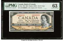 Serial Number 59 Canada Bank of Canada $50 1954 BC-34a "Devil's Face" PMG Choice Uncirculated 63. A desirable and rare denomination to find with the D...