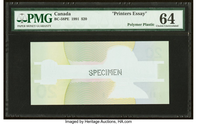 Canada Bank of Canada $20 1991 BC-58PE Printer's Essay PMG Choice Uncirculated 6...