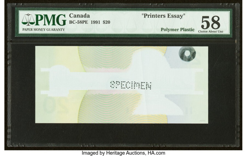 Canada Bank of Canada $20 1991 BC-58PE Printer's Essay PMG Choice About Unc 58. ...