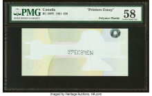 Canada Bank of Canada $20 1991 BC-58PE Printer's Essay PMG Choice About Unc 58. Printer essays for Canada are rare and collectible. A perforated Speci...