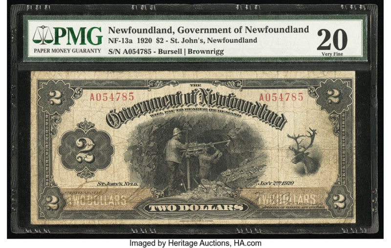 Canada St. John's, NF- Government of Newfoundland $2 2.1.1920 NF-13a PMG Very Fi...