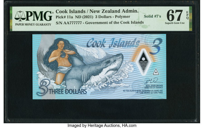 Solid #7's Cook Islands Government of the Cook Islands 3 Dollars ND (2021) Pick ...