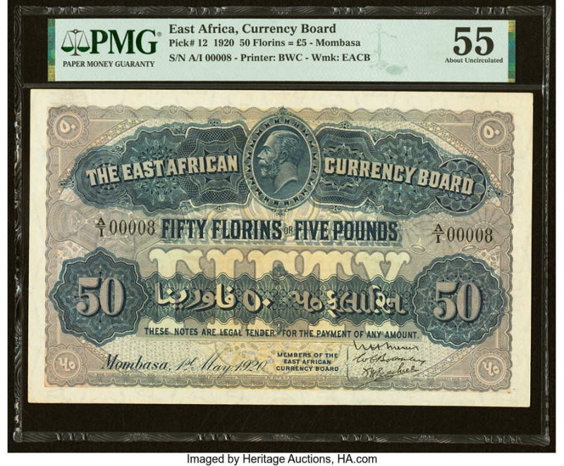 Serial Number 8 East Africa East African Currency Board 50 Florins = 5 Pounds 1....