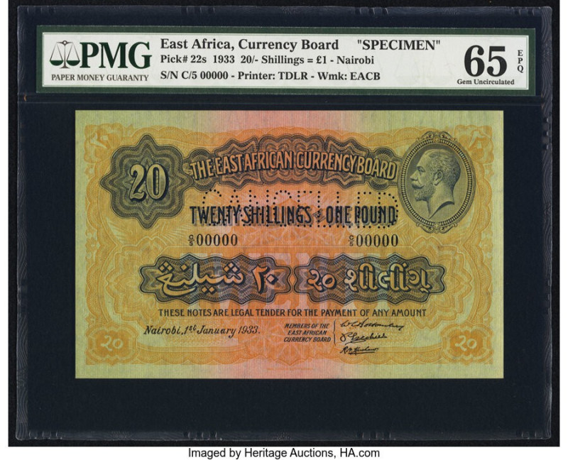 East Africa East African Currency Board 20 Shillings = 1 Pound 1.1.1933 Pick 22s...