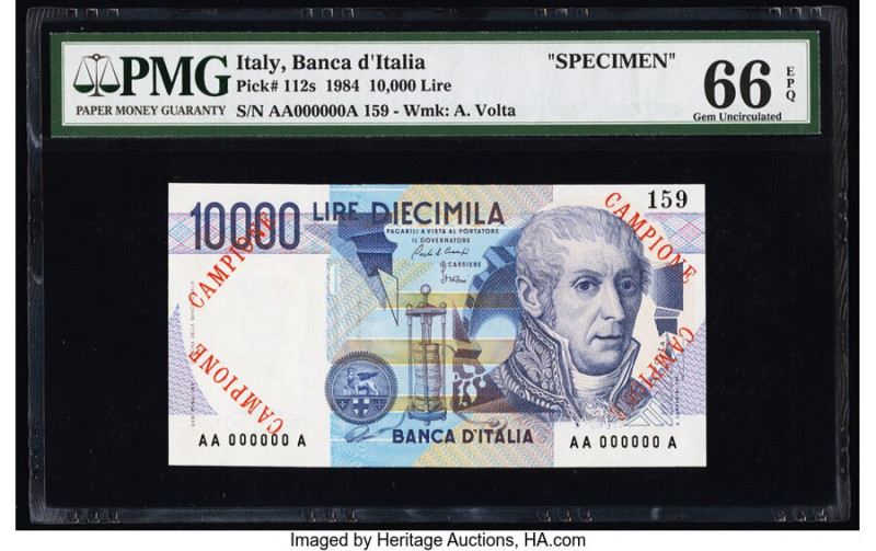 Italy Banco d'Italia 10,000 Lire 3.9.1984 Pick 112s Specimen PMG Gem Uncirculate...