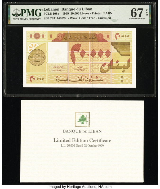 Lebanon Banque du Liban 20,000 Livres 1999 Pick Unlisted PCLB 108A PMG Superb Ge...