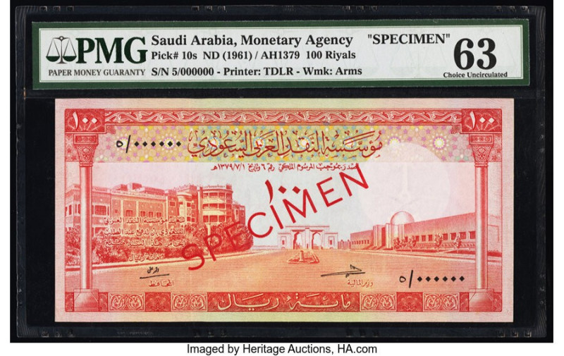 Saudi Arabia Monetary Agency 100 Riyals ND (1961) / AH1379 Pick 10s Specimen PMG...