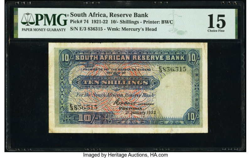 South Africa South African Reserve Bank 10 Shillings 31.1.1922 Pick 74 PMG Choic...