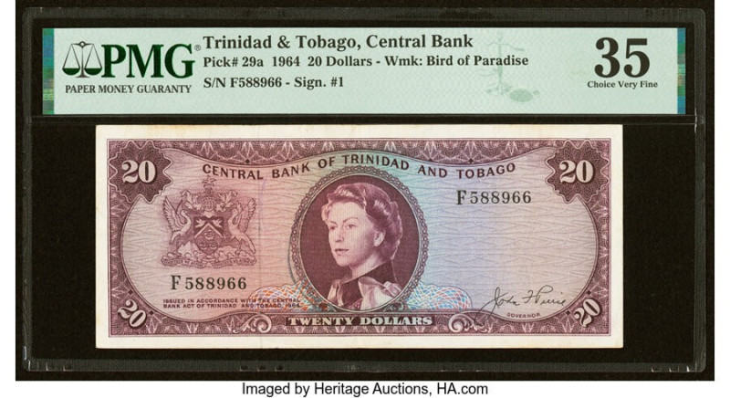 Trinidad & Tobago Central Bank of Trinidad and Tobago 20 Dollars 1964 Pick 29a P...