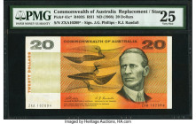 Australia Commonwealth of Australia Reserve Bank 20 Dollars ND (1968) Pick 41c* RH1 Replacement PMG Very Fine 25. Stains have been lightened on this e...