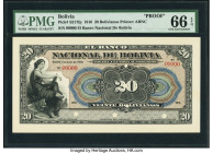 Bolivia Banco Nacional de Bolivia 20 Bolivianos 1910 Pick S217fp Front Proof PMG Gem Uncirculated 66 EPQ. Three POCs. 

HID09801242017

© 2022 Heritag...