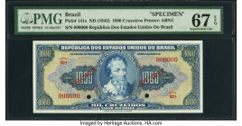 Brazil Tesouro Nacional 1000 Cruzeiros ND (1943) Pick 141s Specimen PMG Superb Gem Unc 67 EPQ. Two POCs. 

HID09801242017

© 2022 Heritage Auctions | ...