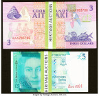 Cook Islands Government of the Cook Islands 3 Dollars ND (1992) Pick 7a Fifteen Consecutive Examples Crisp Uncirculated; Gibraltar Government of Gibra...