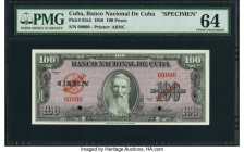 Cuba Banco Nacional de Cuba 100 Pesos 1958 Pick 82s3 Specimen PMG Choice Uncirculated 64. Two POCs. 

HID09801242017

© 2022 Heritage Auctions | All R...