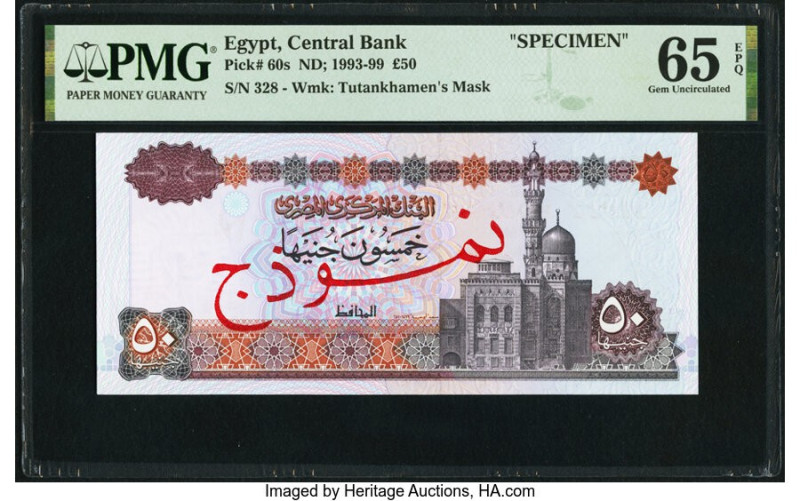 Egypt Central Bank of Egypt 50 Pounds ND (1993-99) Pick 60s Specimen PMG Gem Unc...