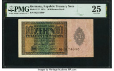 Germany Imperial Bank Note 10 Billionen Mark 1.2.1924 Pick 137 PMG Very Fine 25. 

HID09801242017

© 2022 Heritage Auctions | All Rights Reserved