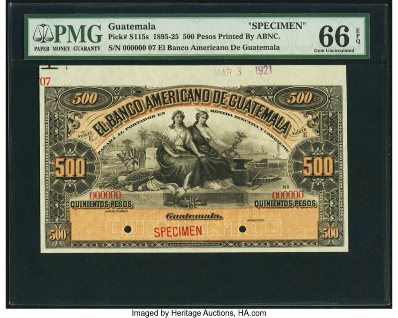 Guatemala Banco Americano de Guatemala 500 Pesos ND (1895-1925) Pick S115s Speci...