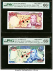 Iran Bank Markazi 100; 200 Rials ND (1974-79) Pick 102cs; 103es Two Specimen PMG Gem Uncirculated 66 EPQ (2). Two POCs are present on both examples. 
...