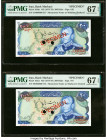 Iran Bank Markazi 200 Rials ND (1974-79) Pick 103bs; 103cs Two Examples Specimen PMG Superb Gem Unc 67 EPQ (2). Two POCs are present on both examples....