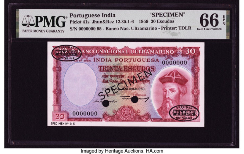 Portuguese India Banco Nacional Ultramarino 30 Escudos 2.1.1959 Pick 41s Jhunjhu...