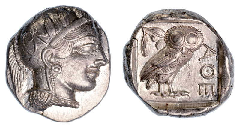 Attica, Athens c.440-404 BC AR Tetradrachm (Ag) Obverse: Head of Athena right, w...