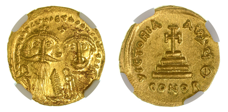 Byzantine Empire Heraclius & Heraclius Constantine AV Solidus (Au), AD 613-641

...