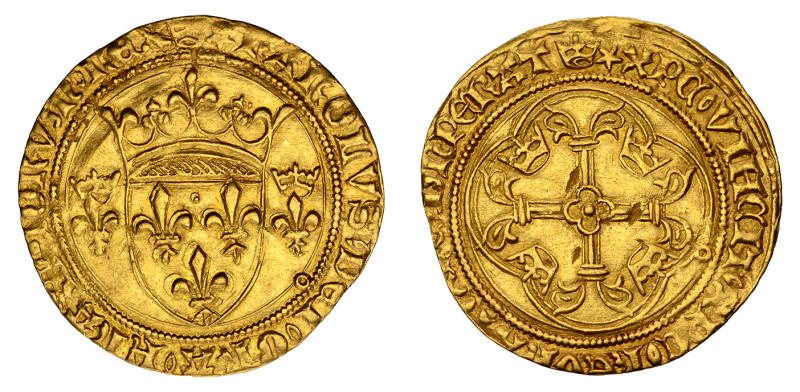 ND (1422-1461), Ecu d'or (Au), Charles VII, Montélimar mint, dot on right of cro...