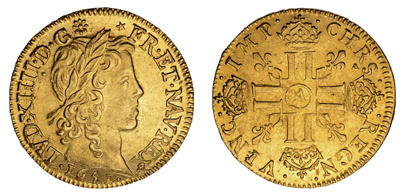 1651 A, Louis d'or (Au), Louis XIV, Well struck with strong details; lustrous an...