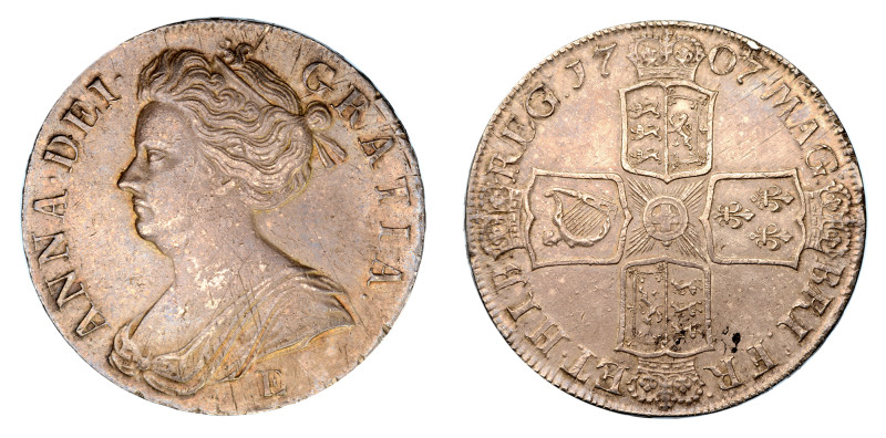 1707E Crown (Ag), Queen Anne, Sexto year, Edinburgh mint.

Very well struck with...