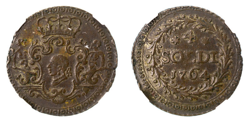 Corsica 1764, 4 Soldi (Cu), Strong details all around the coin. (C-7).