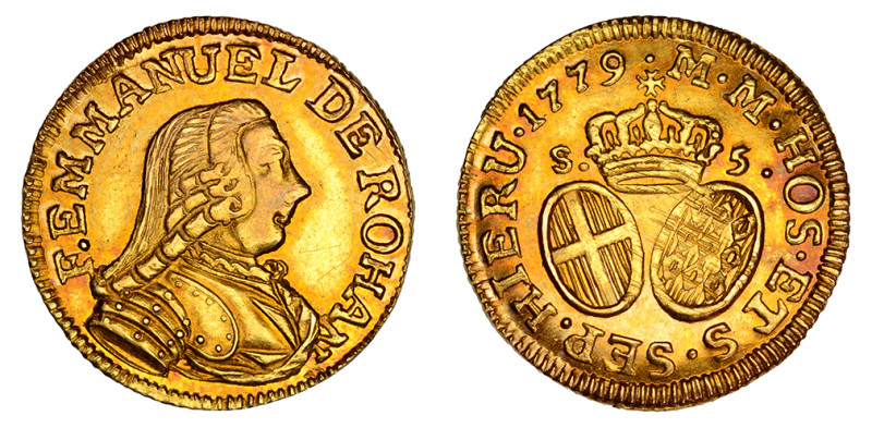 1779, 5 Scudi (Au), 

 Lustrous and reflective surfaces with attractive orange c...