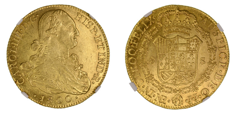 1800/799 NR JJ, 8 Escudos (Au), Fully struck and sharp details all around. Lustr...