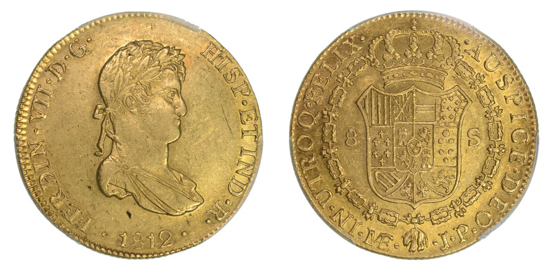 1812 L JP, 8 Escudos (Au), Ferdinand VII. Fully struck with sharp details all ar...