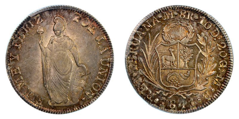 1841 L MB, 8 Reales (Ag), A very well struck piece where all details on the woma...