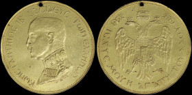 GREECE: 4 Ducat (ND) in gold. Head of King Constantine I and inscription "ΚΩΝΣΤΑΝΤΙΝΟΣ ΒΑΣΙΛΕΥΣ ΤΩΝ ΕΛΛΗΝΩΝ" on obverse. Double-headed eagle with coat...