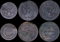 GREECE: Lot of 3 coins (1831) in copper composed of 5 Lepta and 2x 10 Lepta. (Hellas 12+18). Poor to Very Good conditions.