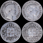 GREECE: Lot of 2 coins in silver (0,900) composed of 1/2 Drachma (1833) & 1/2 Drachma (1834 A). (Hellas 94+95). Very Good conditions.